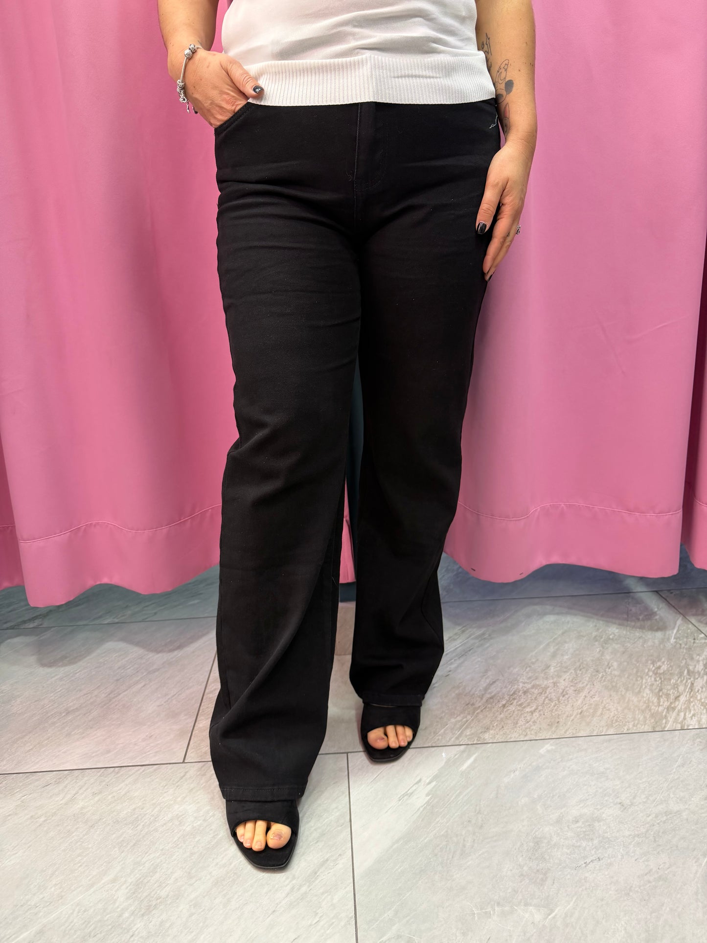 Jeans Nero palazzo curvy