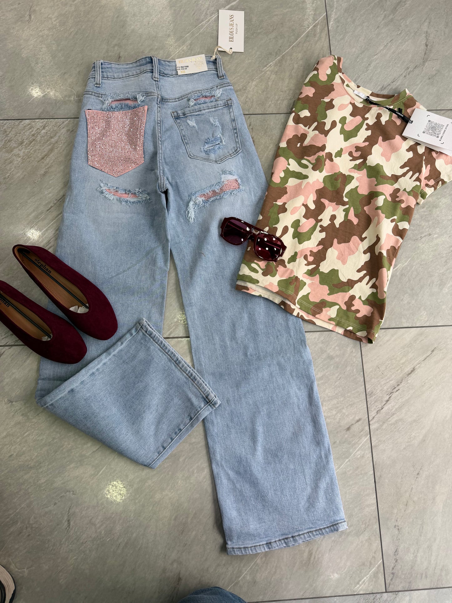 Jeans tasca rosa Shine