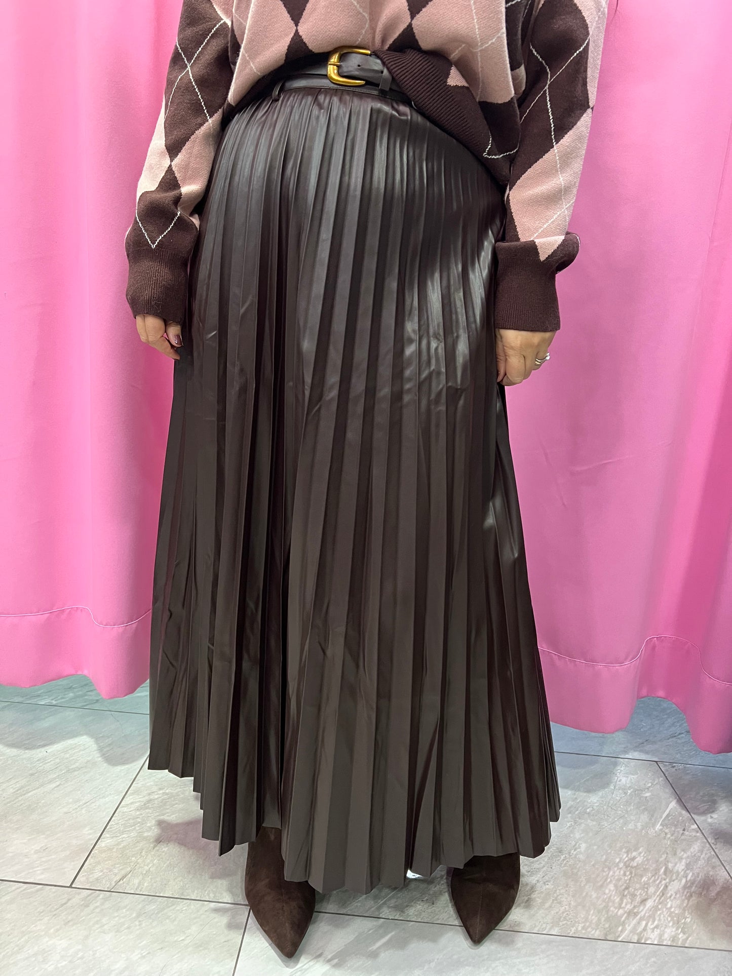 Gonna ecopelle plisse