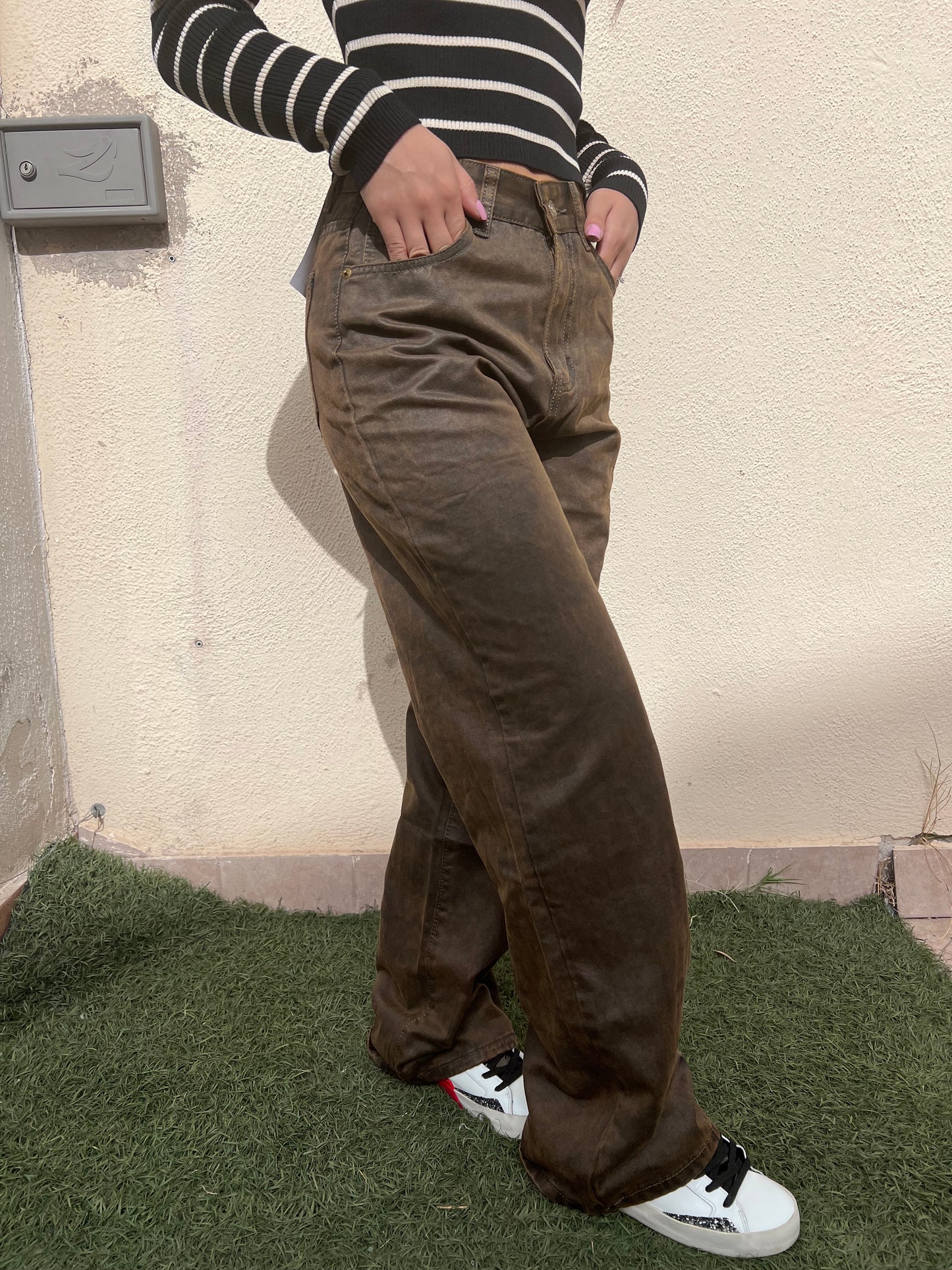 Jeans ecopelle marmorizzato