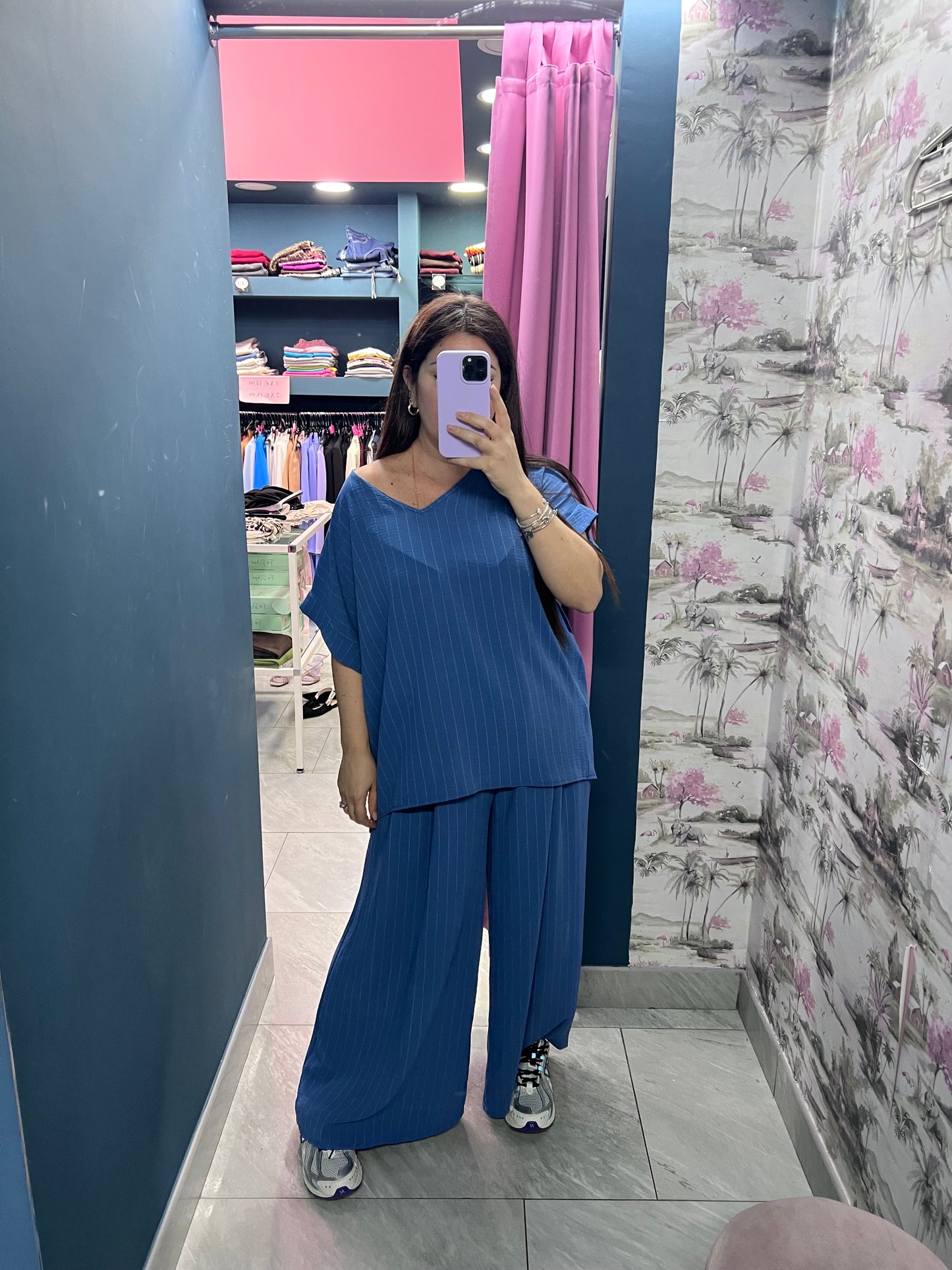 Coordinato chiuso gessato Curvy