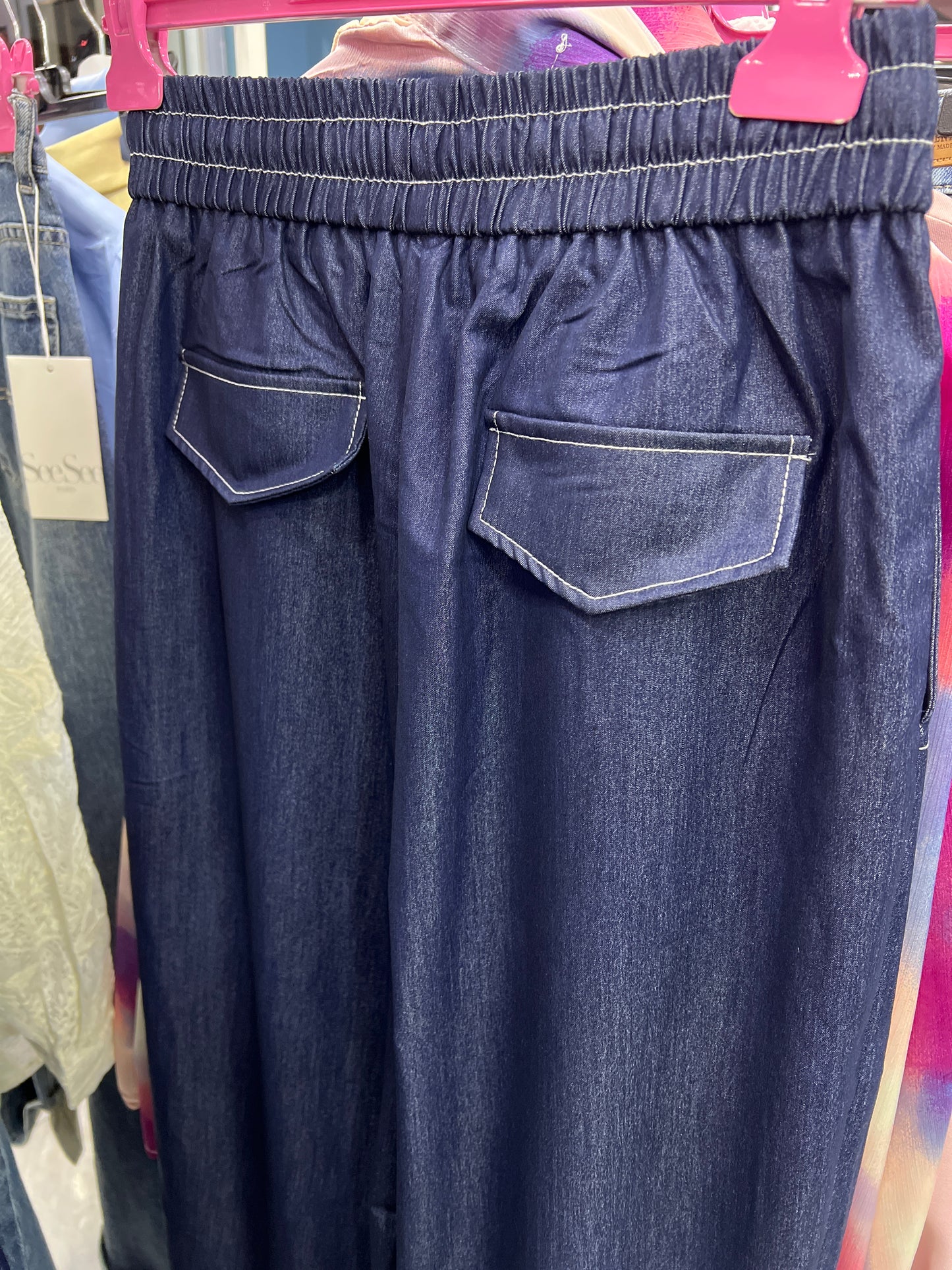 Jeans palazzo cucitura bianca