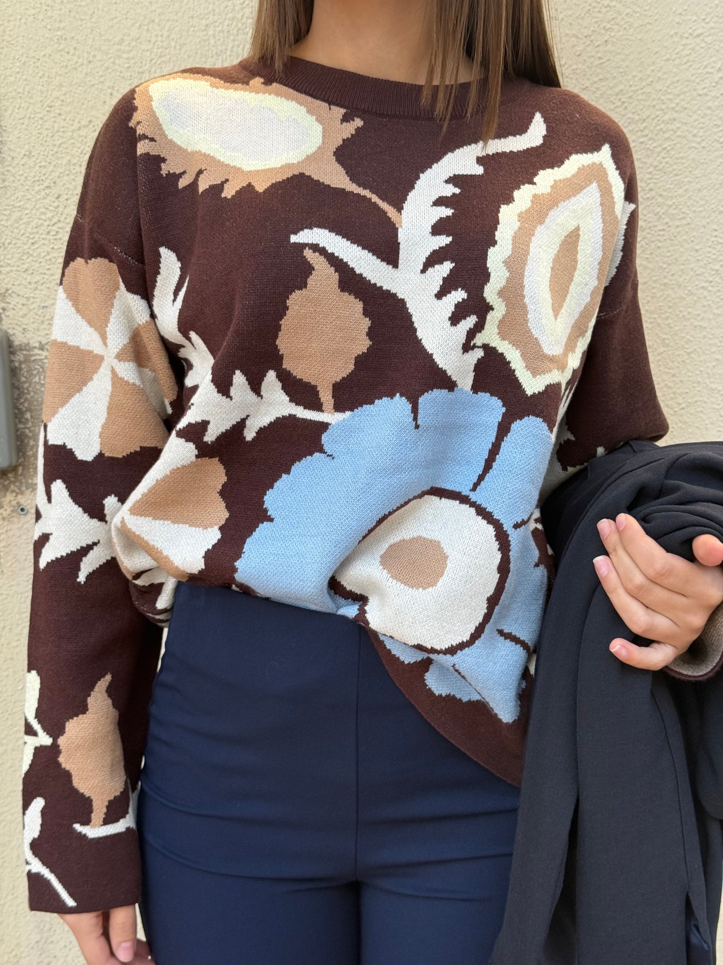 Maglione fiore azzurro