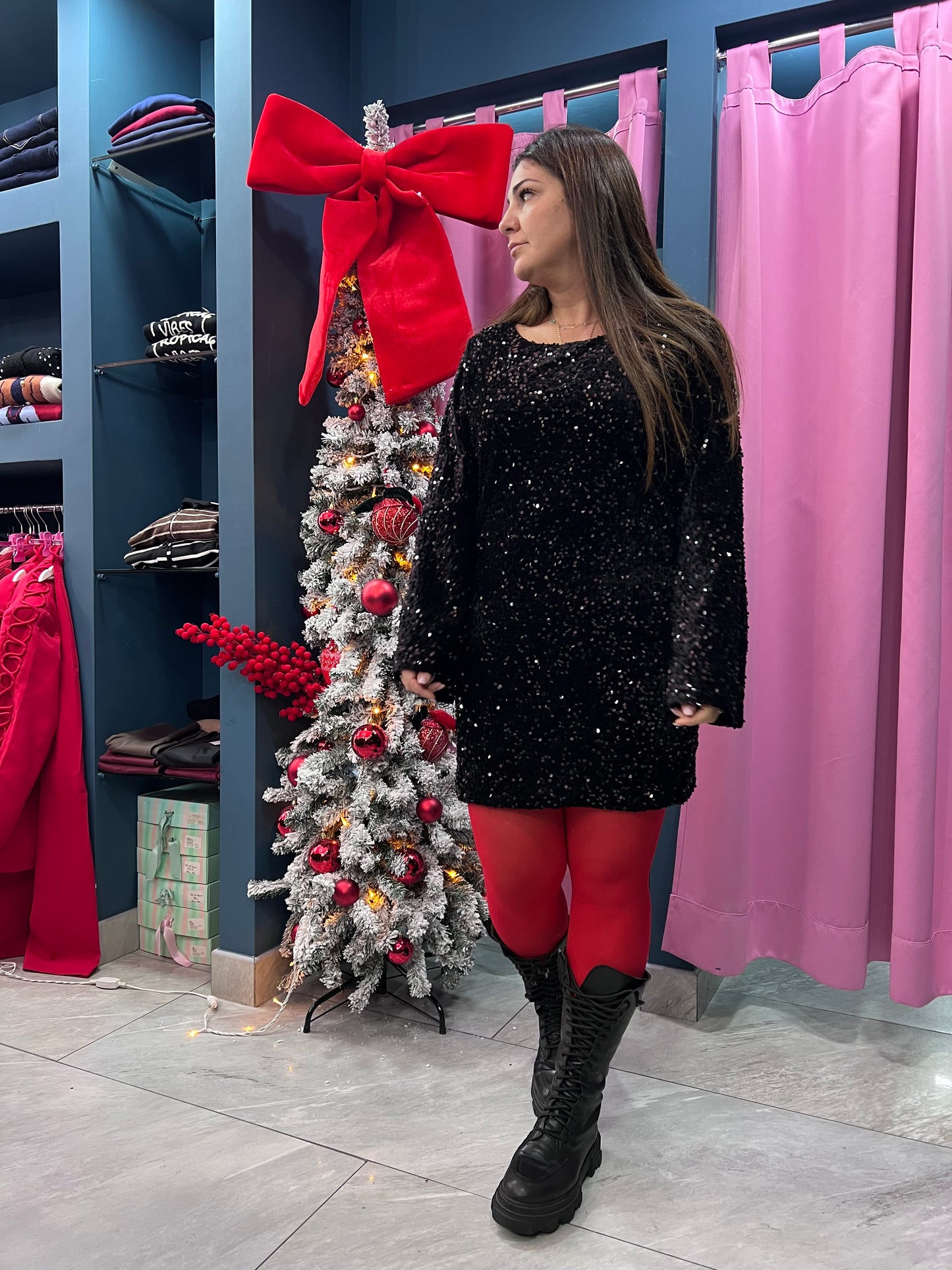 Abito velluto e paillettes Geneve