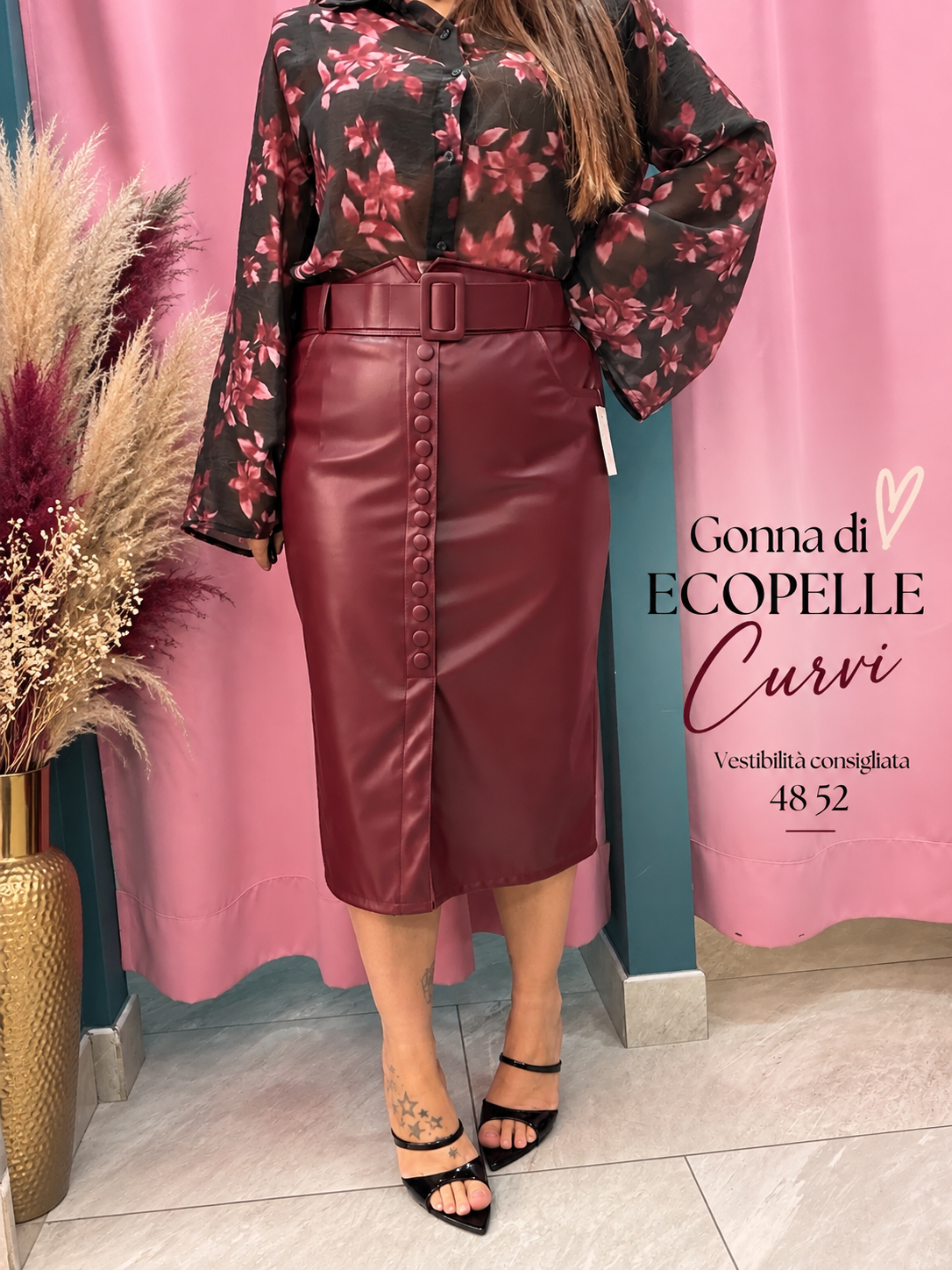 Gonna ecopelle curvy