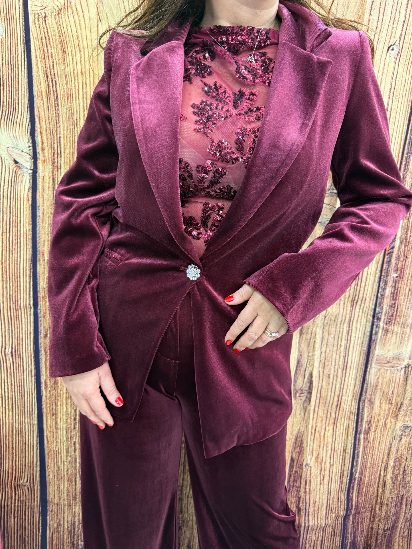 Tailleur velluto bordeaux