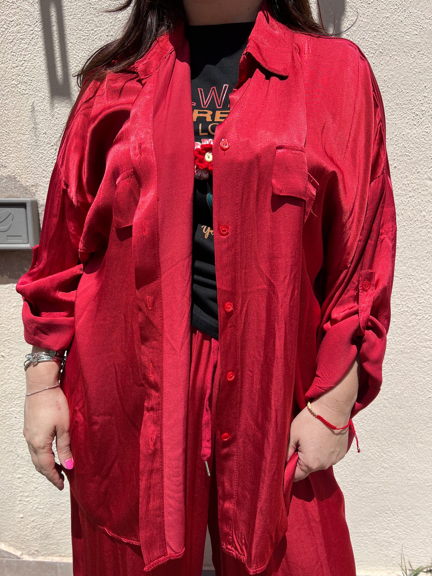 Camicia in raso curvy