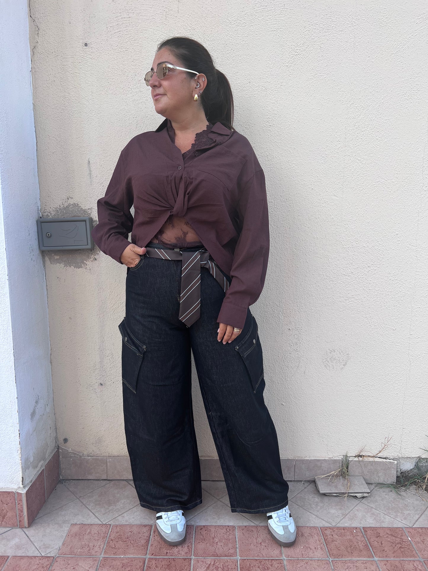 Jeans cargo cravatta