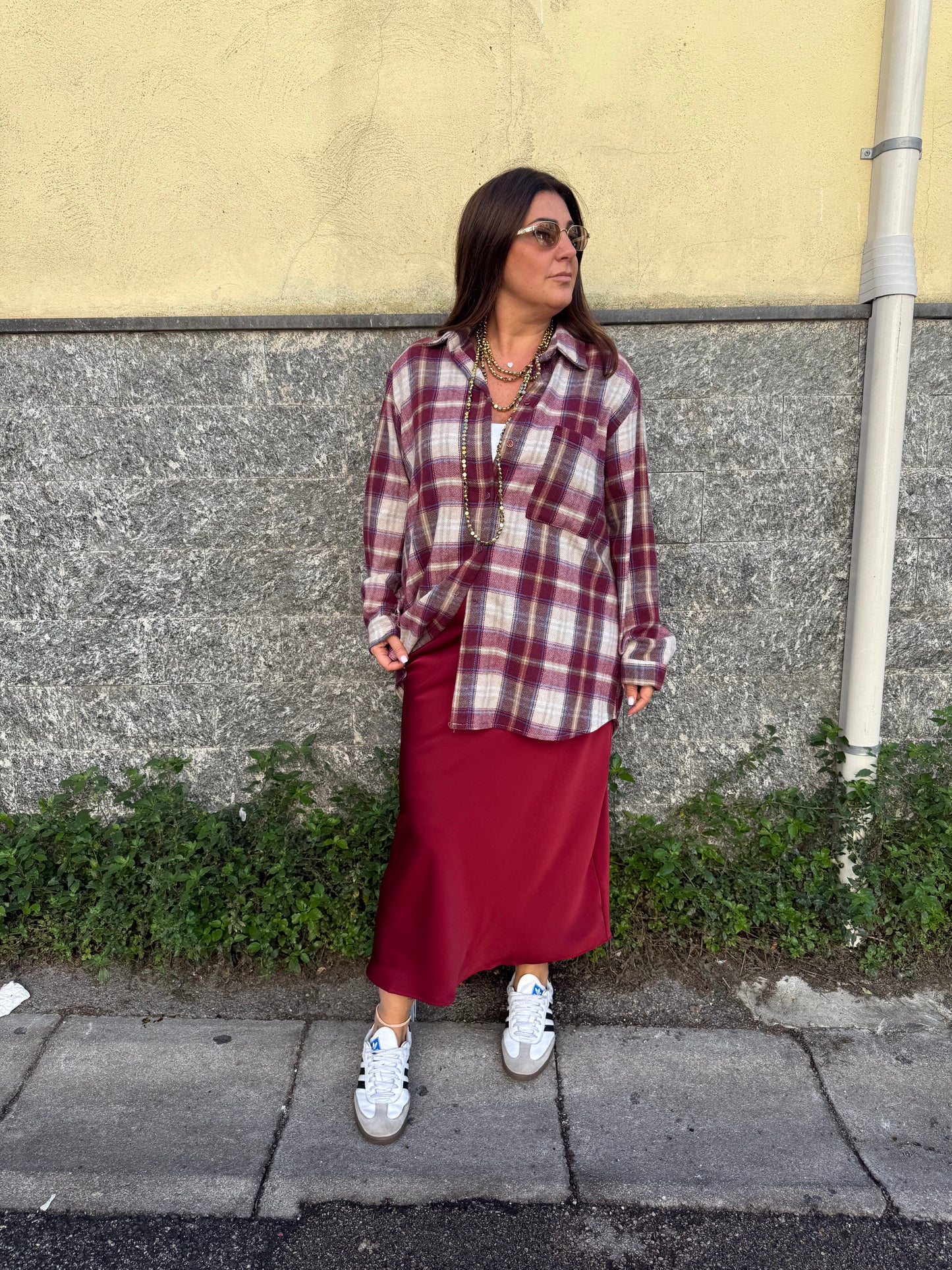 Camicia quadri bordeaux