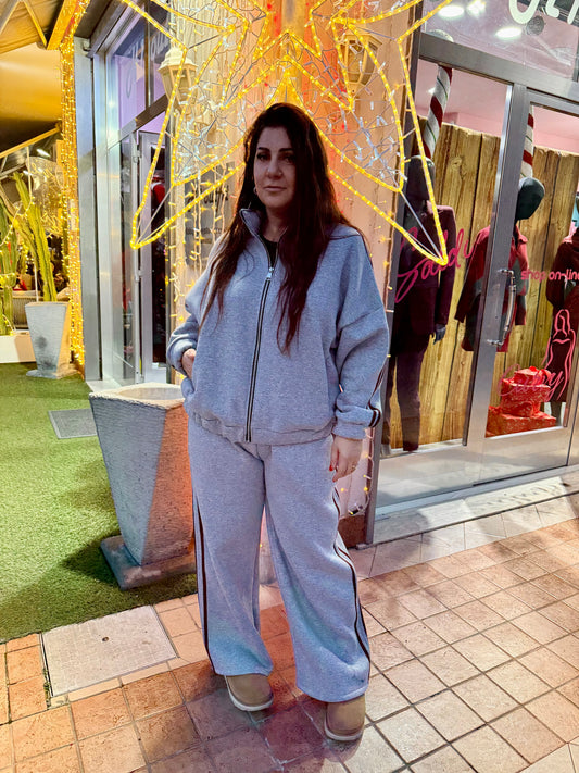 Tuta curvy grigio /bordo