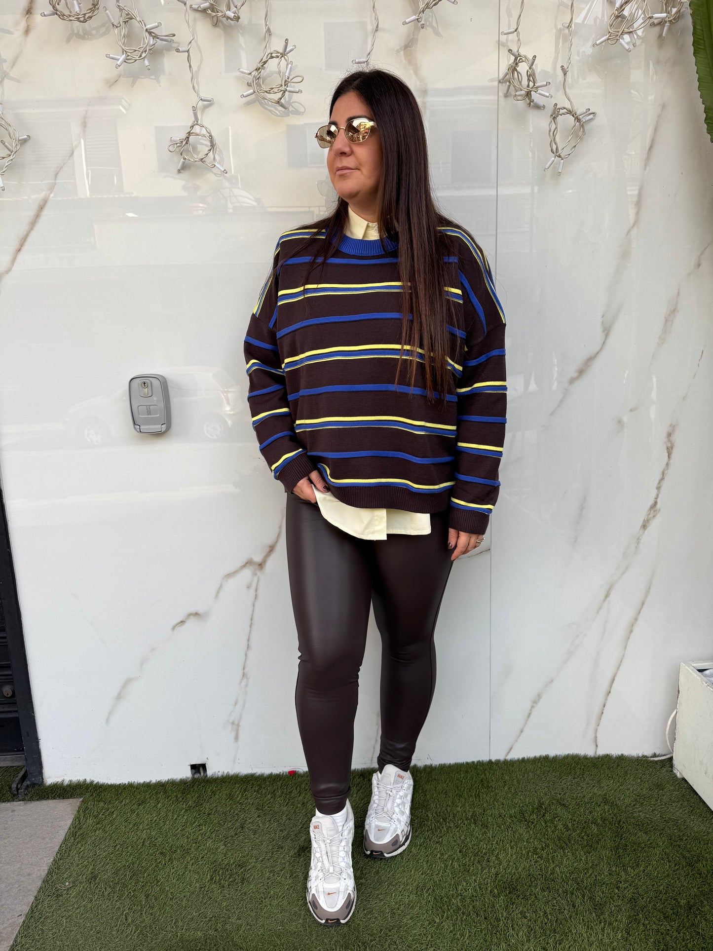 Leggins ecopelle marrone