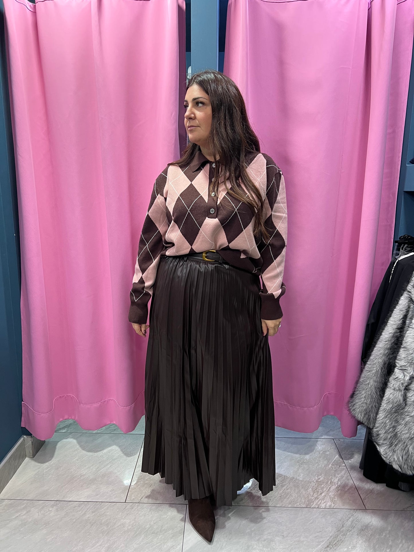 Gonna ecopelle plisse