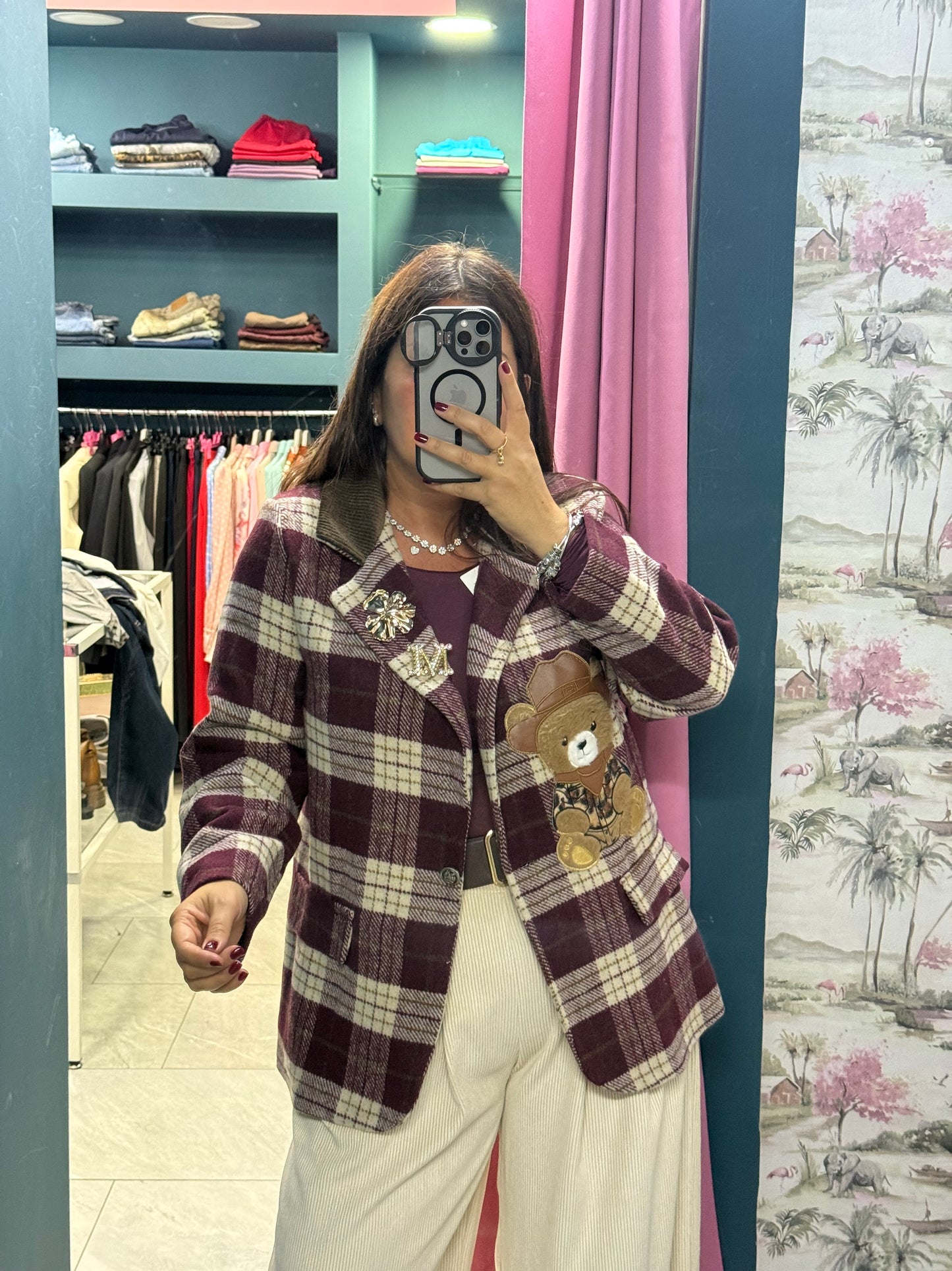 Giacca Teddy quadrata