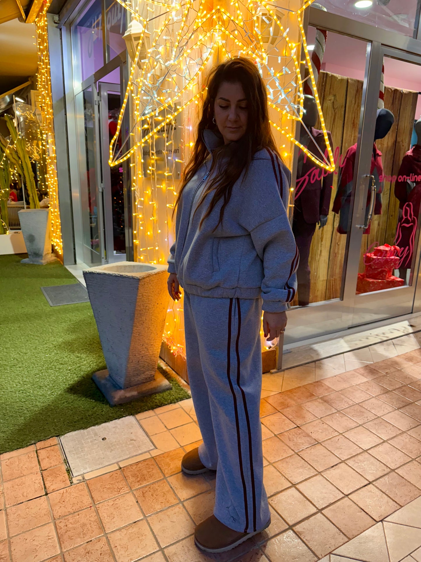 Tuta curvy grigio /bordo