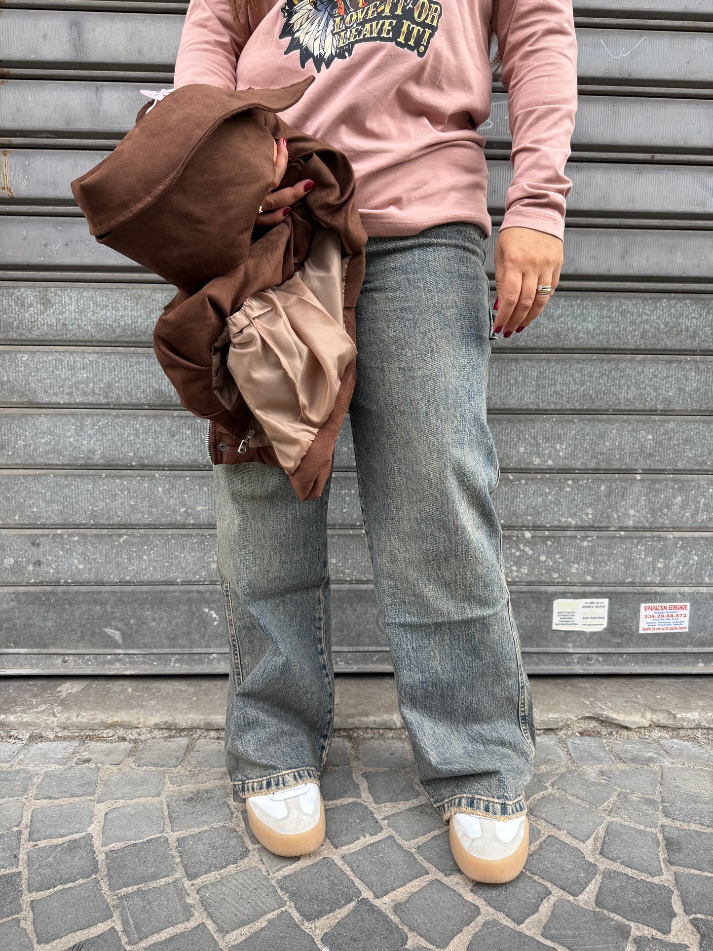 Jeans ballon sabbiato