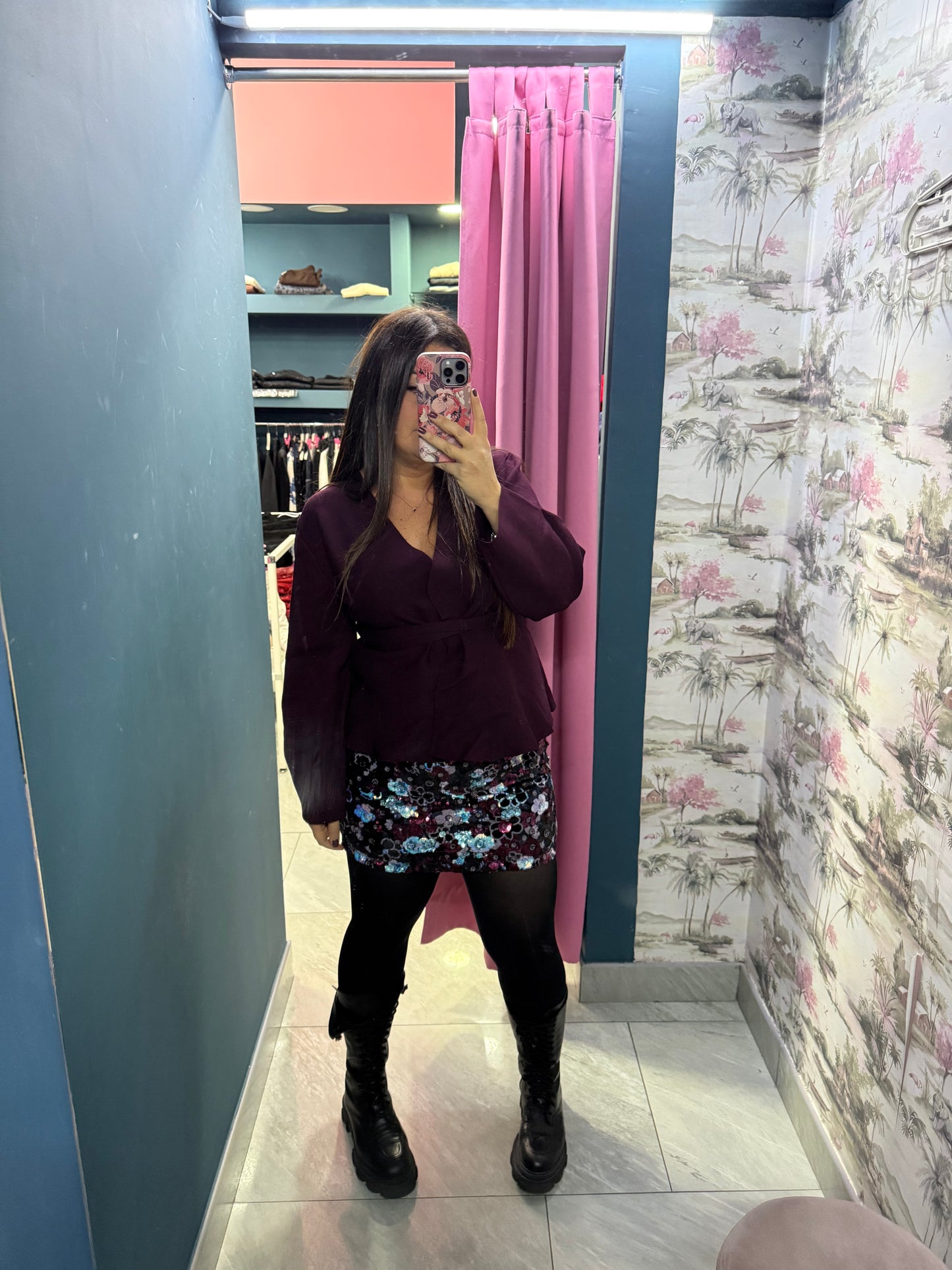 Gonna paillettes fiore