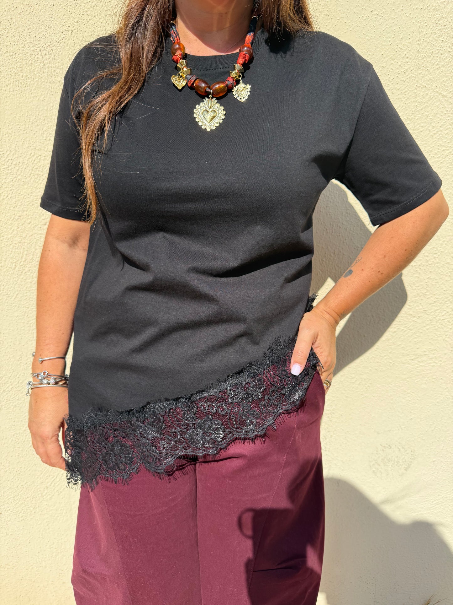 Shirt lumina merletto