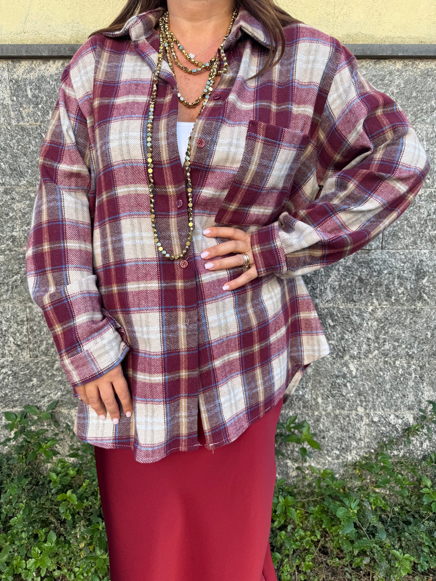 Camicia quadri bordeaux