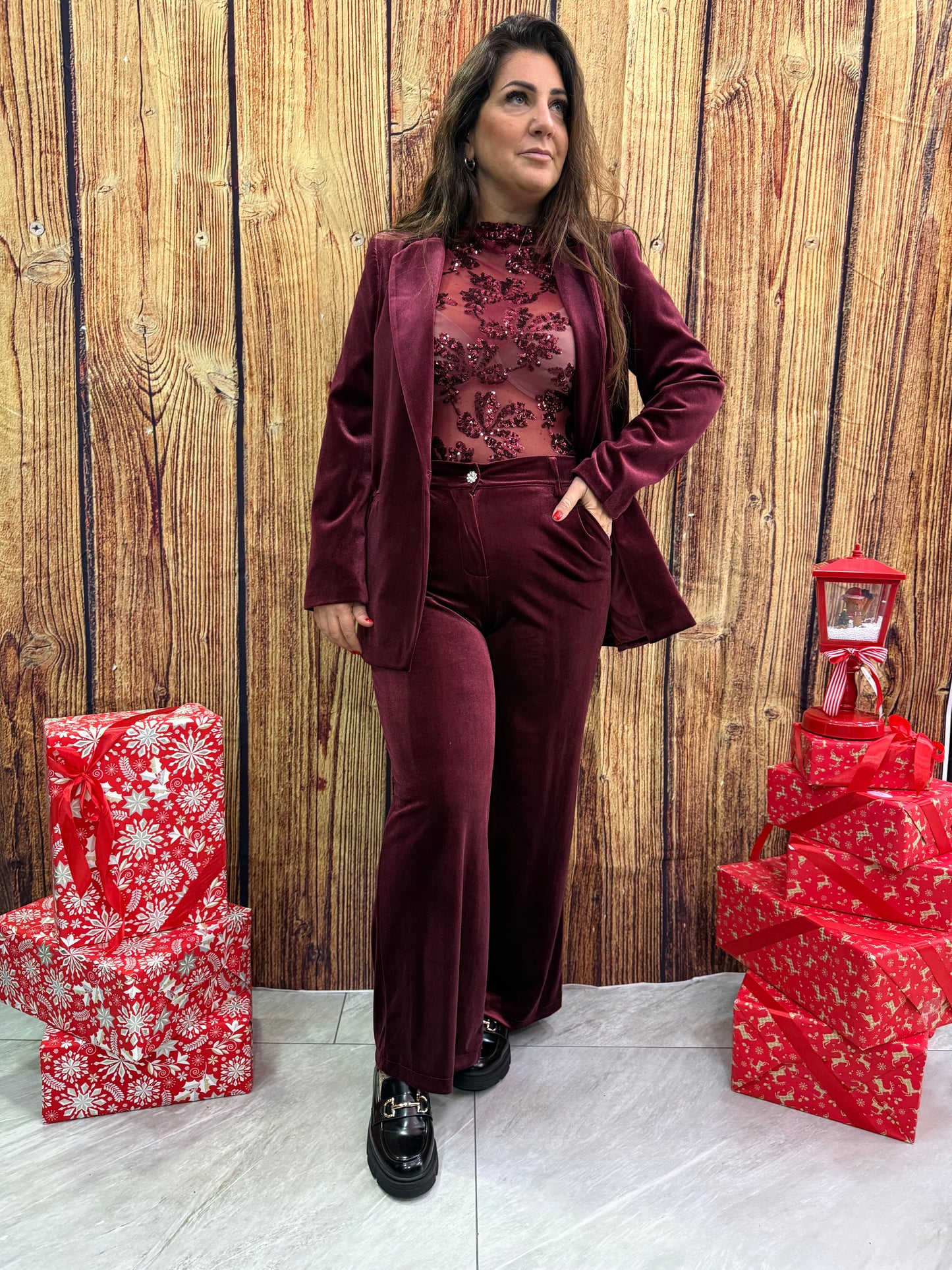 Tailleur velluto bordeaux