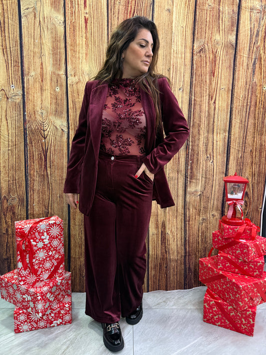 Tailleur velluto bordeaux