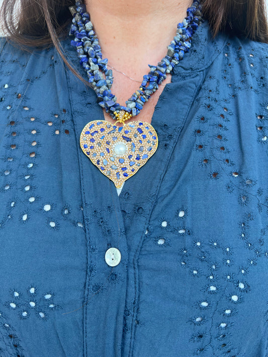 Collana cuore blu
