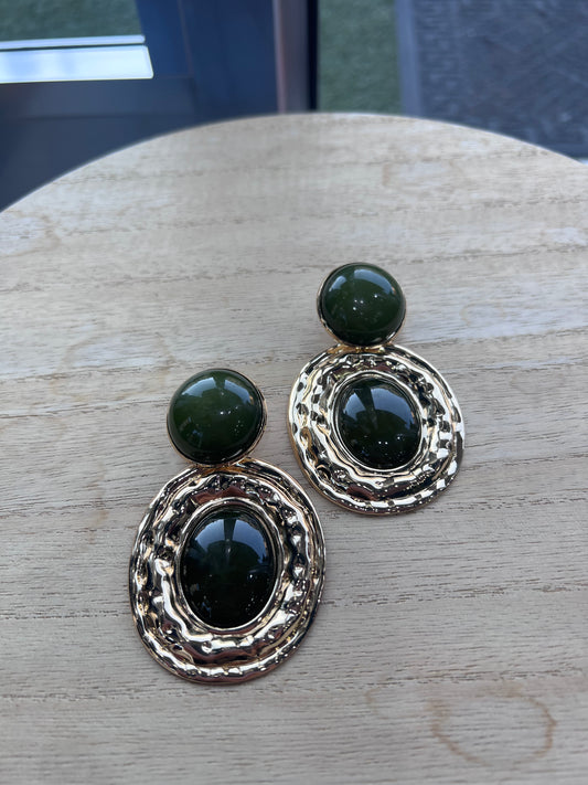 Orecchini medaglione verde