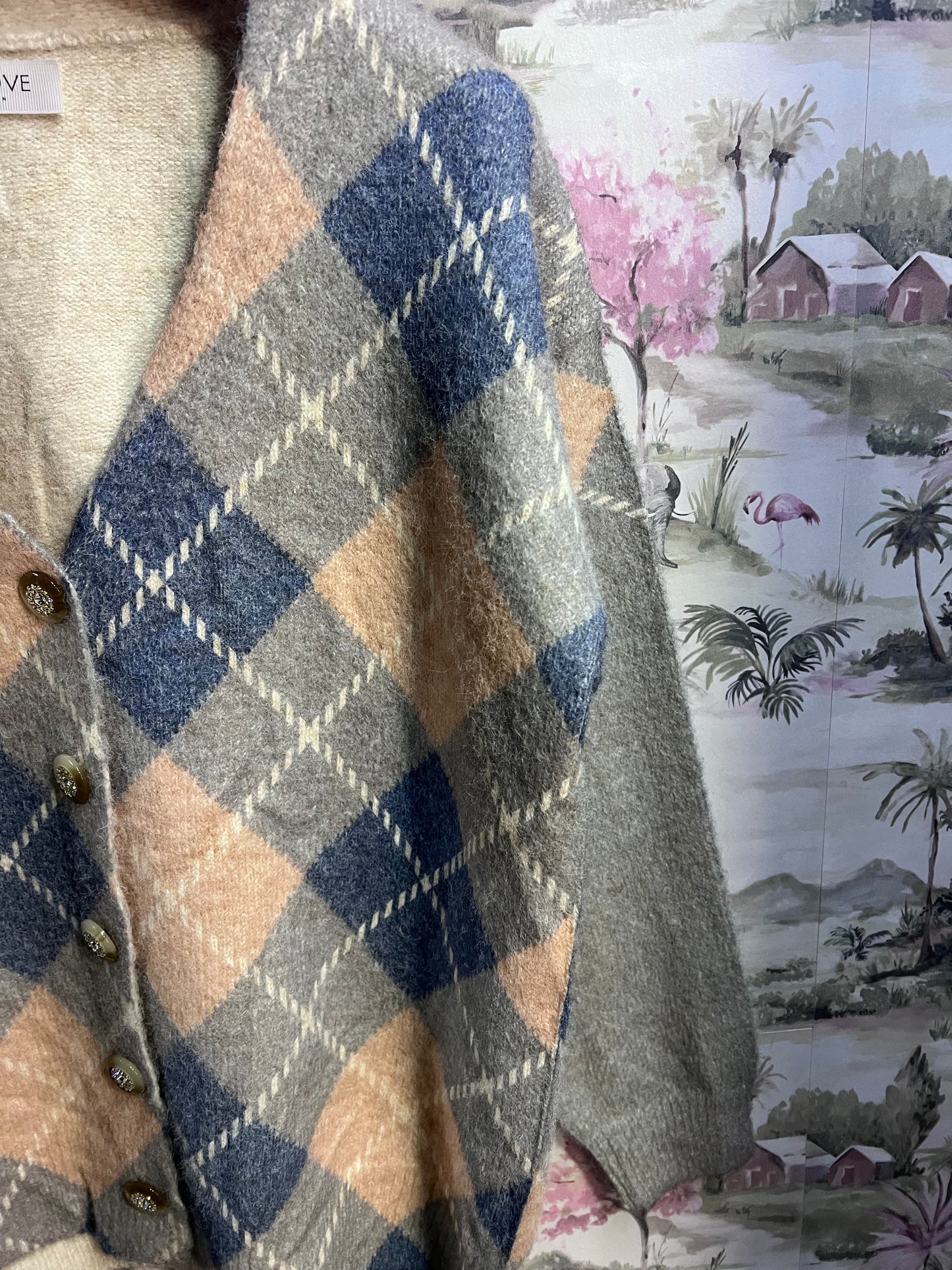 Cardigan quadri gioiello