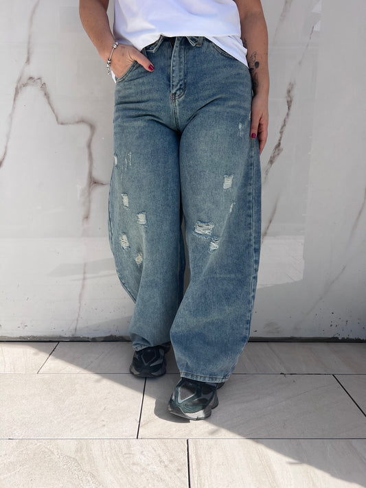 Jeans ballon risvolto